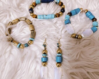 Beaded Bracelet and Earrings