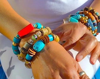 Turquoise, Rutilated Quartz, Lapis Lazuli, and Tiger Eye