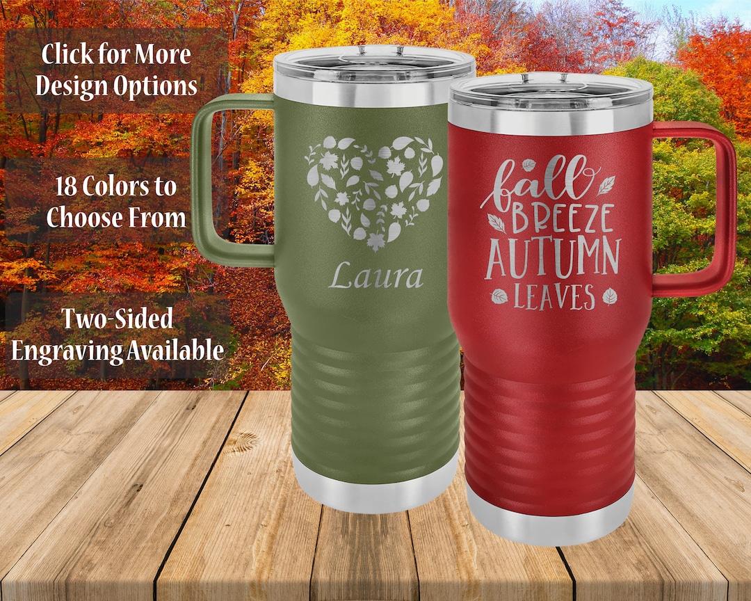 Personalized Laser Engraved Fall Themed 20oz Stainless Steel Mug ...