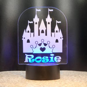 Personalized Princess Castle Night Light Custom Name Princess Gift for Girls Acrylic LED Castle Light with Crown Princess Lamp Personalized