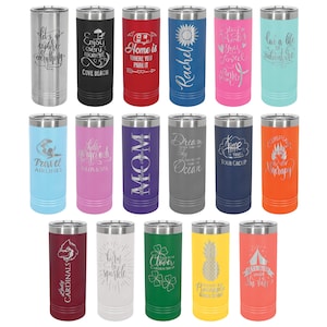 Personalized 22oz Polar Camel Slim Tumbler with Slider Lid,  22 oz Laser Engraved Skinny Tumbler, Custom Design Tall Insulated Cup