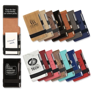 Personalized Leatherette Pocket Notepad with Miniature Pen, Custom Monogrammed Faux Leather To-Do List Note Pad, Measures 3 1/4&quot; x 4 3/4&quot;