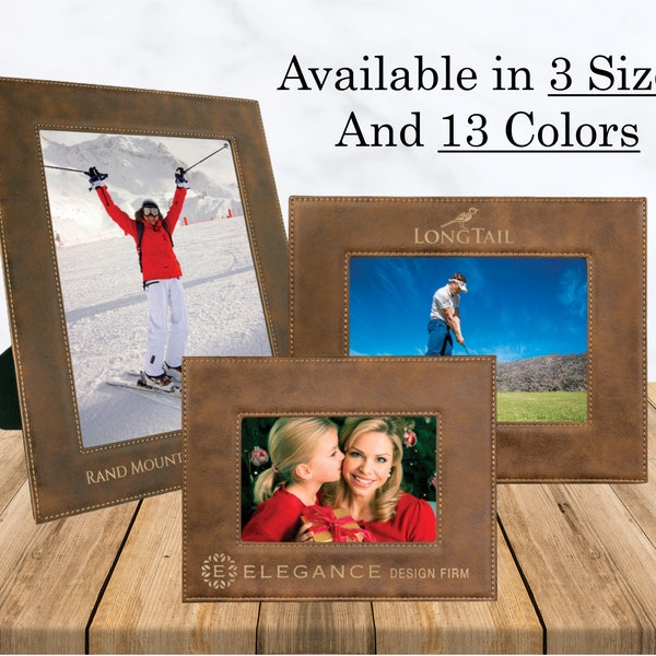 Personalized Leatherette Laser Engraved Photo Frame, Faux Leather Custom Text Picture Frame, Vegan Leather Portrait Frame, 4x6 5x7 8x10