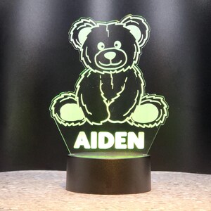 Personalized Teddy Bear Night Light Custom Bear Table Lamp Remote LED Light Bear Customized Name Light Acrylic Gift for Kids Nursery Light