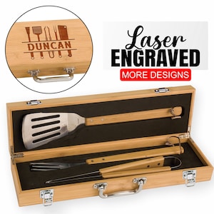 Personalized BBQ Set, Custom Grill Tools, BBQ Tool Set, Grilling Tool Set, Gift for Dad, Fathers Day Gift, Engraved BBQ Set, Custom Name