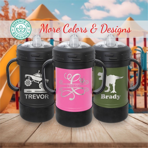 Personalized 10oz Insulated Sippy Cup with Handles • Custom Engraved Toddler Cup • Leak‑Proof Stainless Steel Training Cup • Polar Camel
