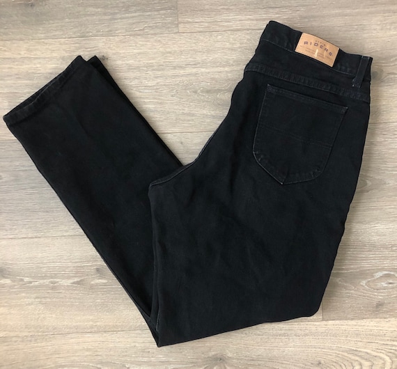 Vintage Highrise Black Denim Riders Mom Jeans 34”