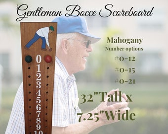 Bocce Scoreboard | Engraved Gentleman  image for Classic Style & Fun | Mahogany