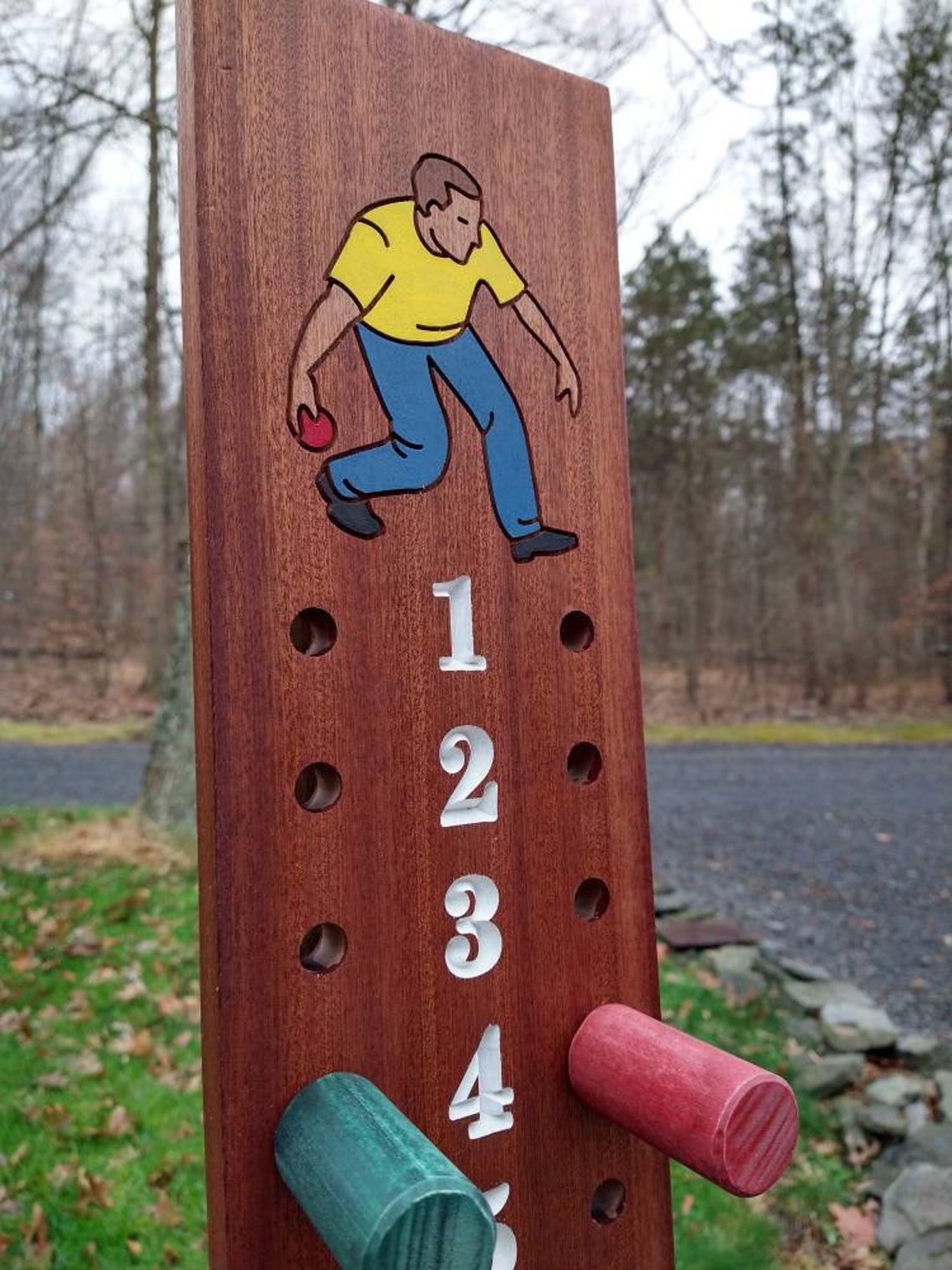 Bocce Scoreboard 115 mahogany wood Narrow scoreboard Etsy