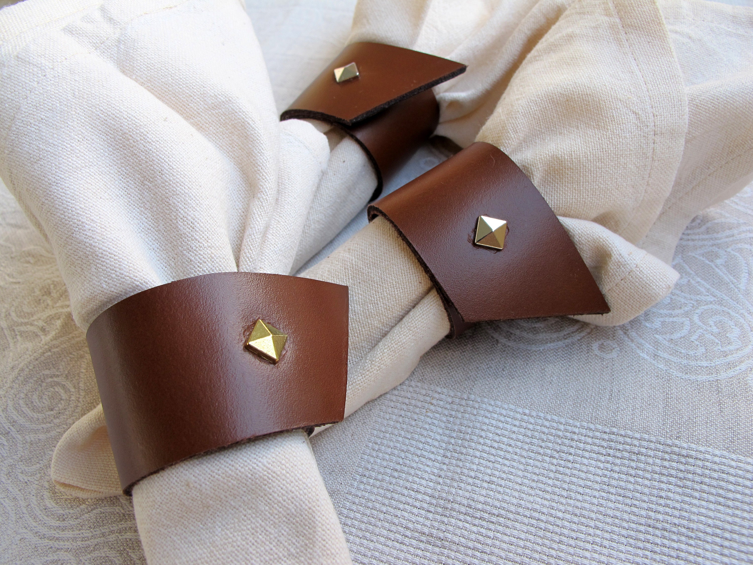 Napkin Rings Set of 4 Leather Napkin Holders Brown Napkin Etsy UK