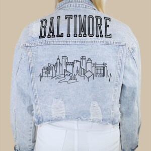 Baltimore Skyline Denim Jacket - Etsy