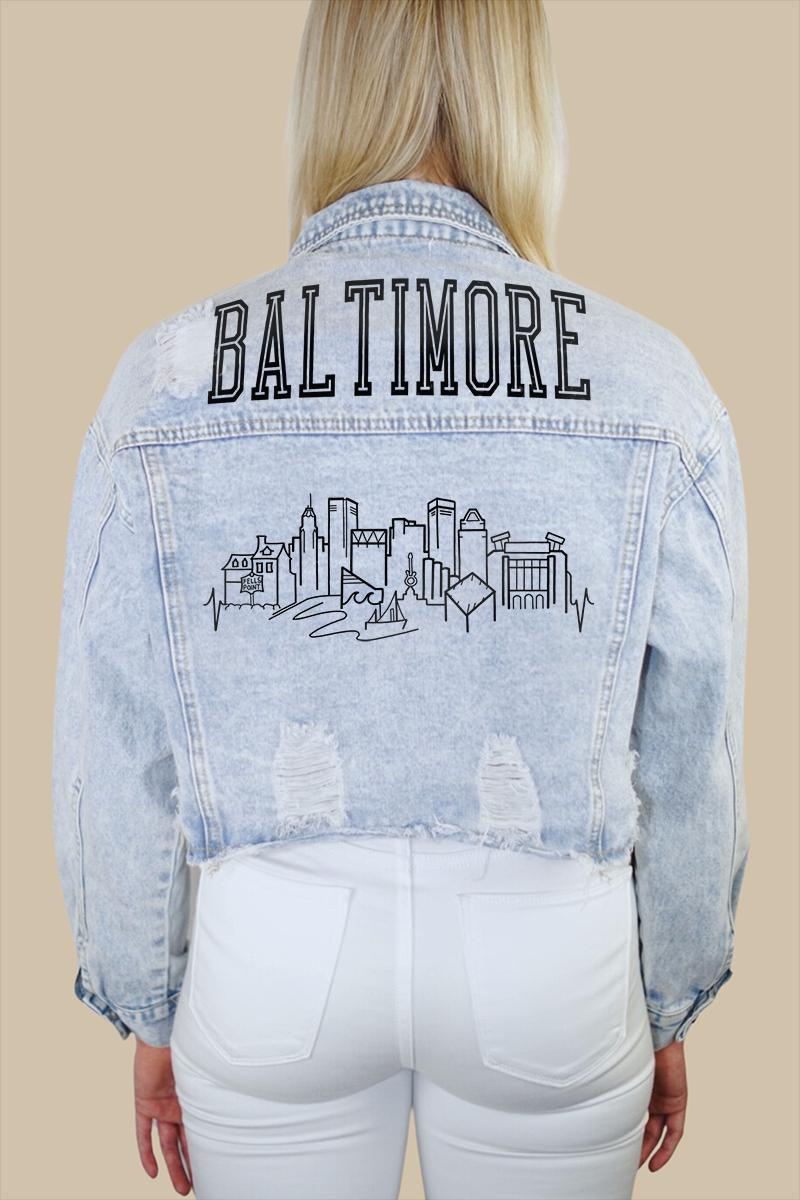 Baltimore Skyline Denim Jacket - Etsy