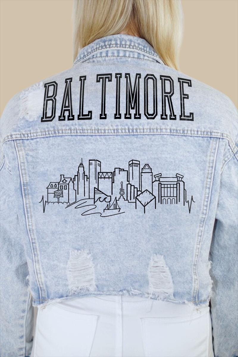 Baltimore Skyline Denim Jacket - Etsy