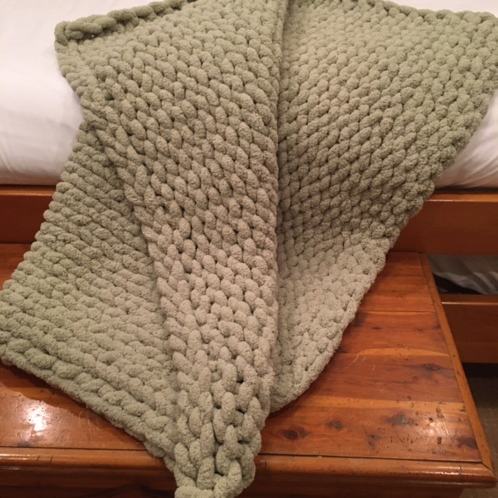 Light Sage Green Chunky Chenille Throw Blanket Valenitne Etsy