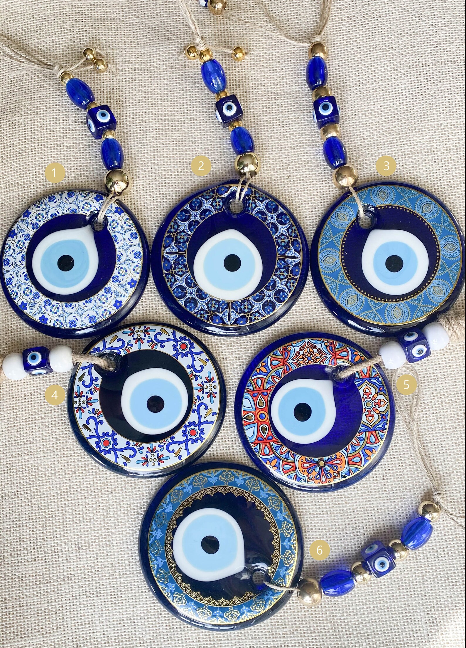Large Round Blue Painted Nazar Amulet Evil Eye Stain Glass Etsy