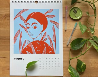 Illustrierter Kalender 2023 - Wall Calendar - Wandkalender- Size A3 - Girls