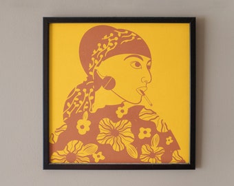 Impression - portrait de femme - oeuvre d'art murale - impression numérique - format carré