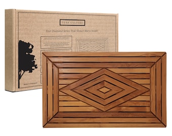 Teak Designer Shower Mat w/Teak Oil Finish Large 31.5 X 19.5 for Bathroom, Bath, Pool, Spa, Boat, Sauna, Patio, RV