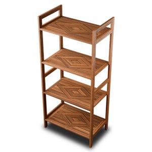 Elegant Solid Teak 4-Shelf Storage Stand – Stylish Organization for Every Room in Your Home
