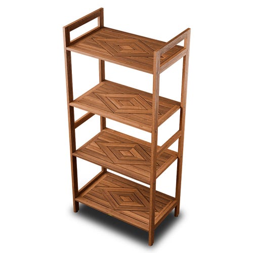 Elegant Solid Teak 4-Shelf Storage Stand – Stylish Organization for Every Room in Your Home
