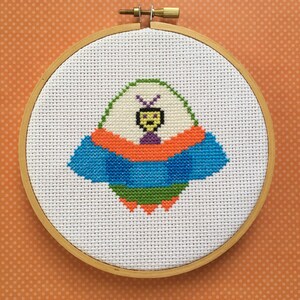 UFO Space Alien Martian Cross Stitch Pattern, Instant Digital Download PDF