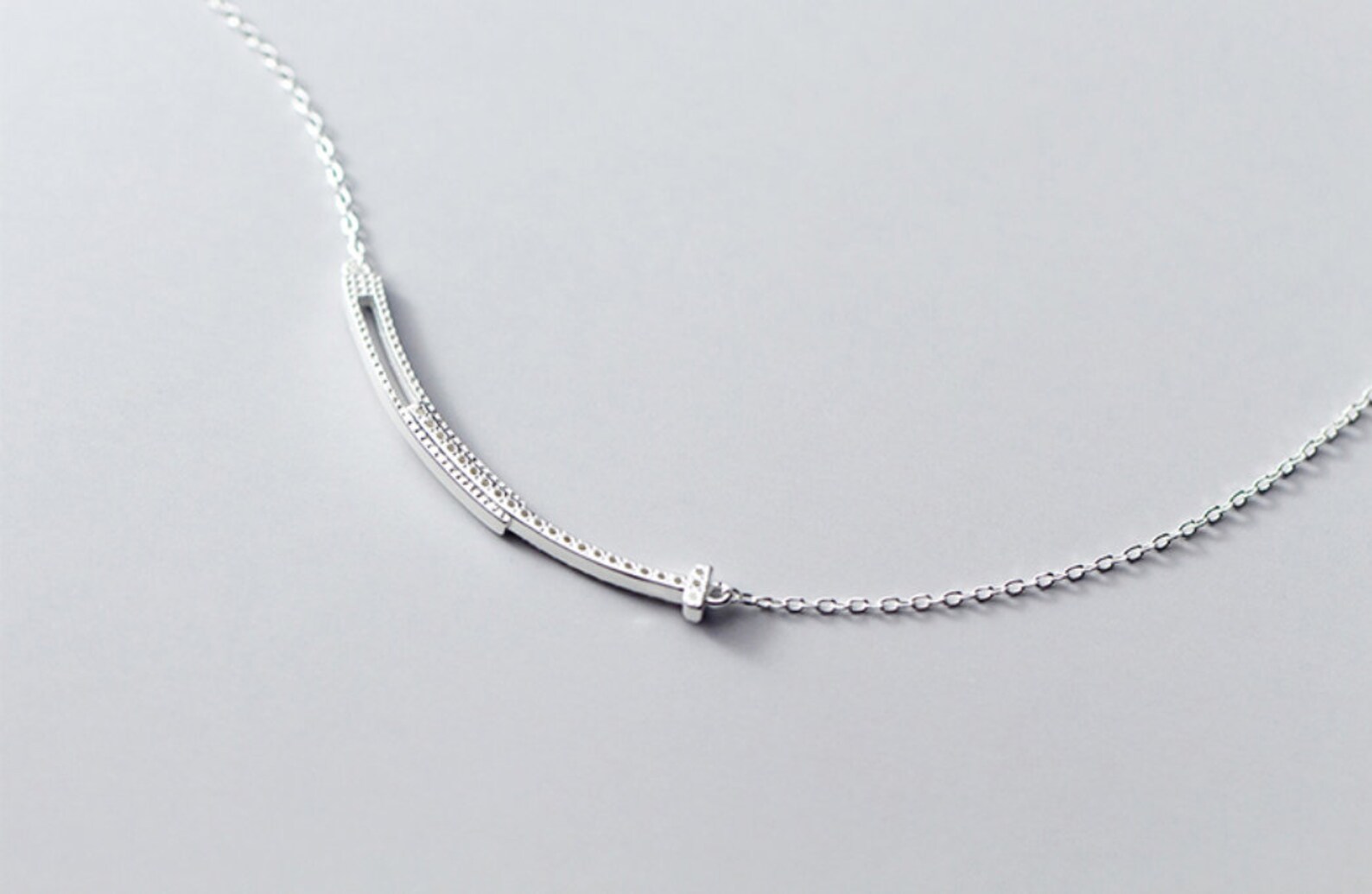 925 Sterling Silver Diamond Necklace Etsy