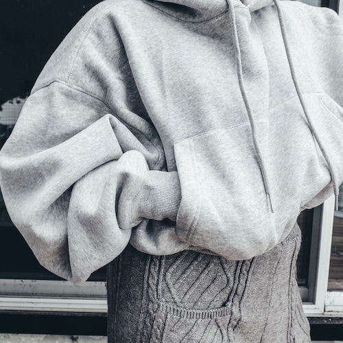 Inacia Grey Fleece Cropped Hoodie Sweatshirt | Comfy Cozy Lounge