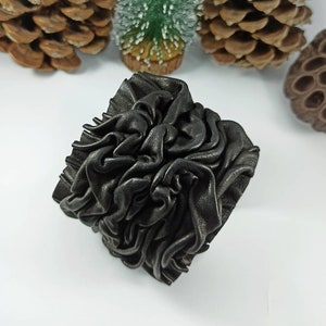 Handmade Black Leather Cuff Bracelet: Rustic Boho Jewelry