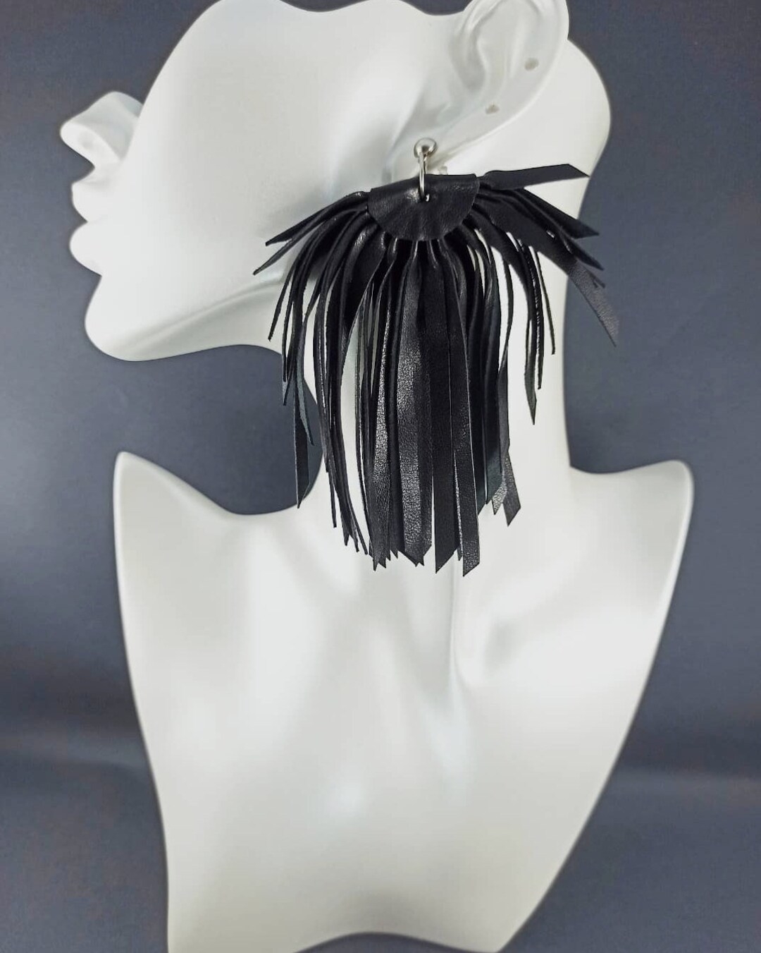 Black Leather Tassel Earrings: Long Wide Fringe Statement Jewelry - Etsy