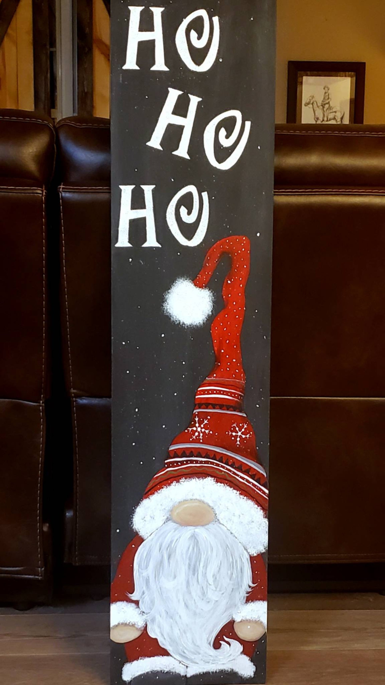 Gnome christmas porch sign handpainted gnome sign christmas | Etsy