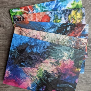 Pacchetto di 5 biglietti d'auguri colorati con buste, dimensioni 5x7, opere d'arte uniche vibranti