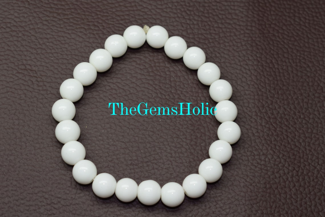 White Jade Bracelet Beaded Bracelet White Jade Beads | Etsy
