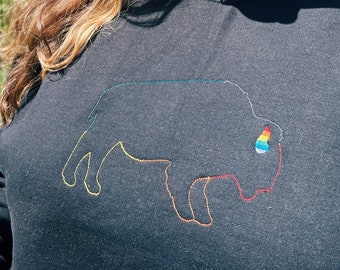 Rainbow Buffalo Outline Crewneck | Buffalo Pride | Gay Pride | Lesbian Pride | Rainbow Sweatshirt | Gender Neutral