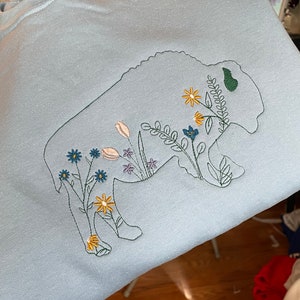 Floral Embroidery Buffalo Crew Buffalo Sweatshirt Pastel Buffalove Spring Buffalo image 4