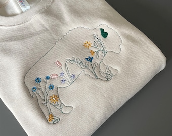 Floral Embroidery Buffalo Crew | Buffalo Sweatshirt | Pastel | Buffalove | Spring Buffalo