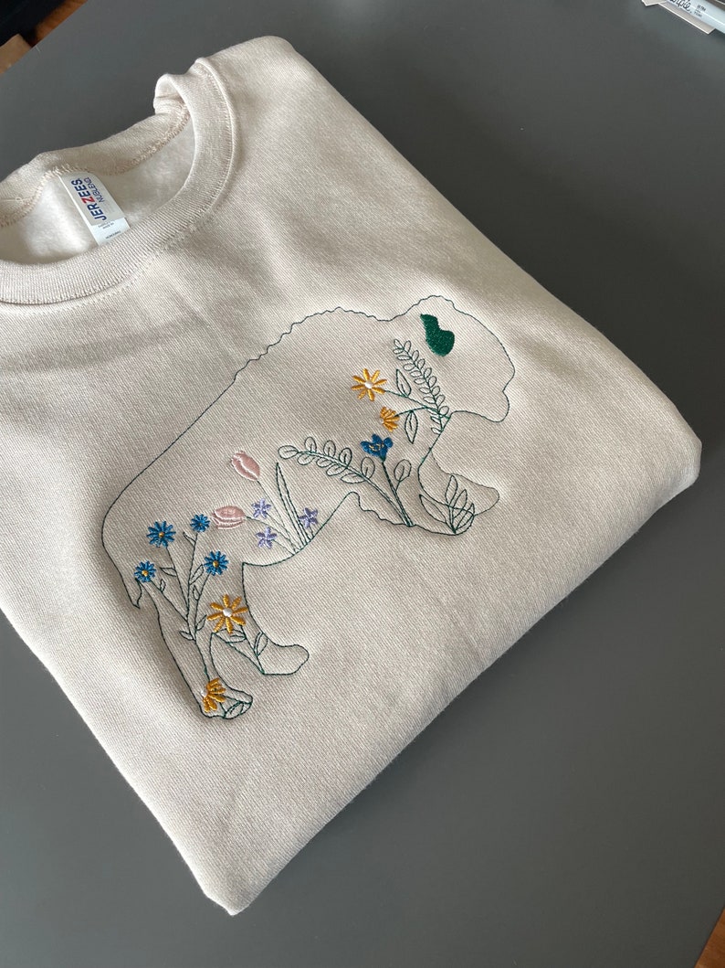 Floral Embroidery Buffalo Crew Buffalo Sweatshirt Pastel Buffalove Spring Buffalo image 1