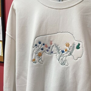 Floral Embroidery Buffalo Crew Buffalo Sweatshirt Pastel Buffalove Spring Buffalo image 5