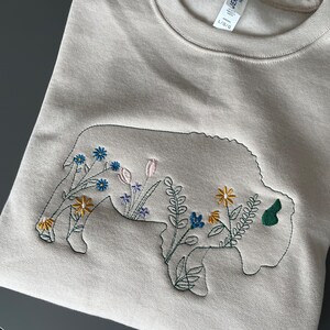 Floral Embroidery Buffalo Crew Buffalo Sweatshirt Pastel Buffalove Spring Buffalo image 2