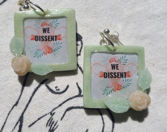 WE DISSENT Earrings| Women's Rights Human Rights Earrings| Women's Health Jewelry| Roe v. Wade Reproductive Rights Jewelry|