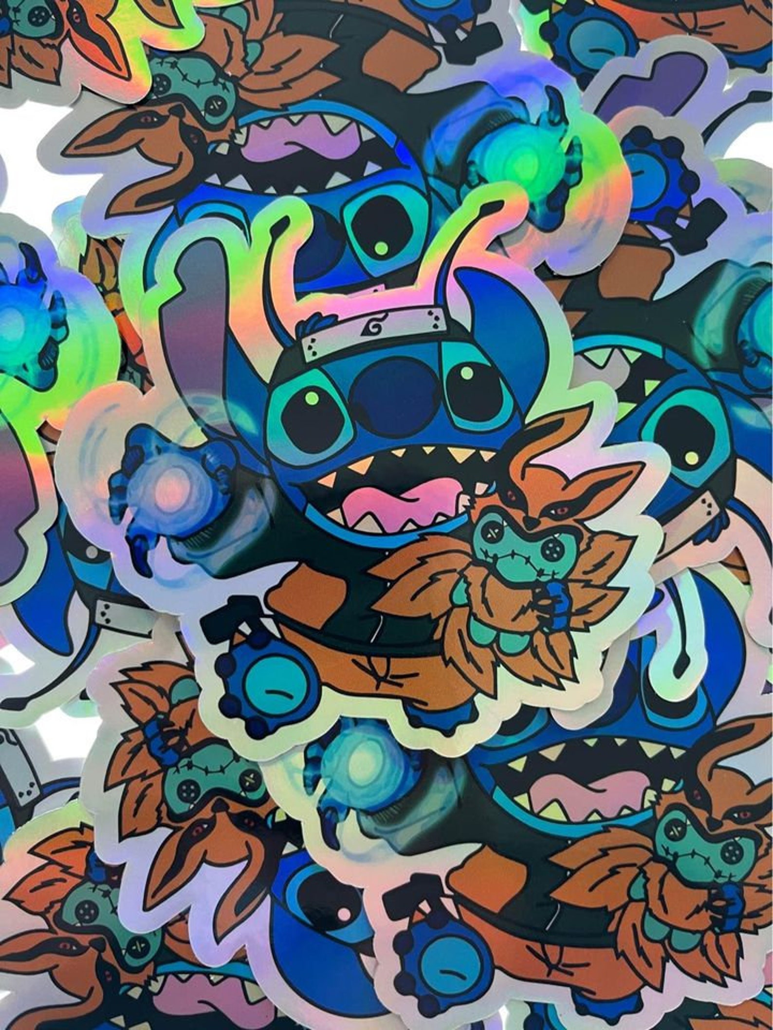 Stitch as Naruto Holographic Sticker Anime Funny Cute Etsy