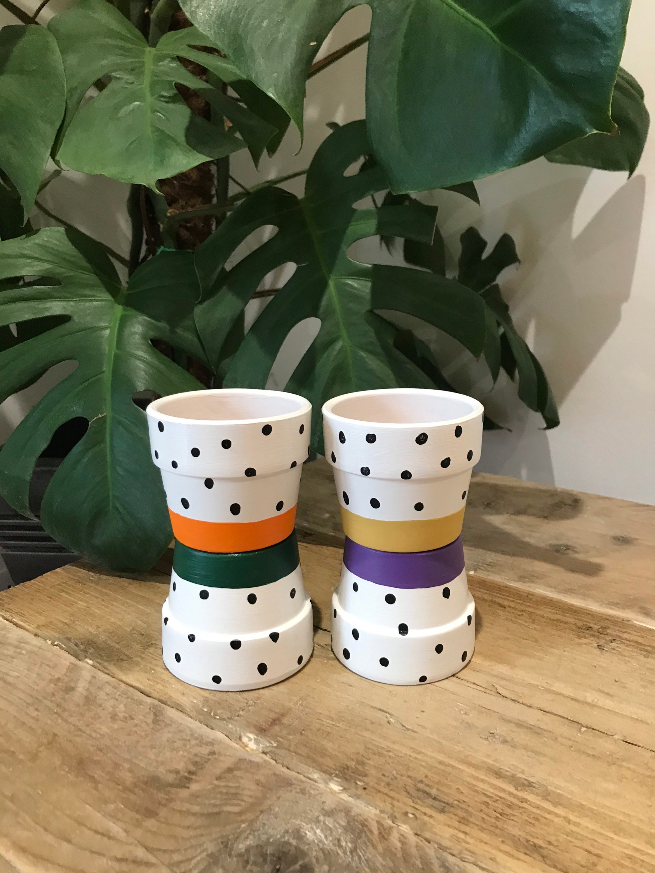 Mini Polka Dot Plant Pots Indoor Planters Hand Painted Etsy