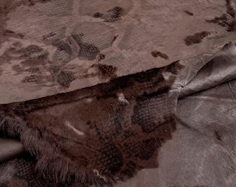 Snake Print Lambskin Leather Scrap – Lightweight Hair On Lamb Remnant for Costume, Props & Crafts