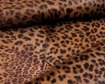 Leopard Print Calf Hide, Genuine Hair On Leather, Animal Print Leather for Upholstery, Bags & Crafts