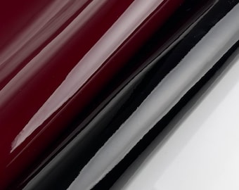 Genuine Patent Cowhide Leather Sheets Black Burgundy Leather Pieces for Bags Crafts Accessories