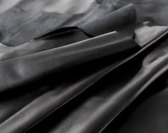 British High Quality Smooth Black Lamb Leather Nappa 0.6 - 0.8mm / 4-5 sqft / Ideal For Biker Jackets/ Leather Garments