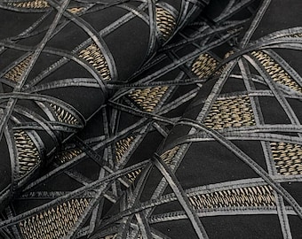 Black Suede Leather Gold Embroidery Panel, Costume Leather, Fantasy Costume, Theatre, Film, Couture & Prop Making