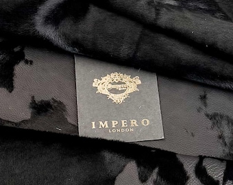 Black Acid Wash Calf Hide, Hair On Leather, Genuine Calfskin, Upholstery Leather, Leather for Bags