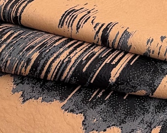Printed Lamb Leather Hide – Navy Blue & Tan Leather, Costume Making, Fashion, Bags, Upholstery, Leathercraft