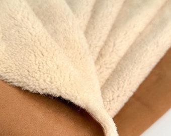 SALE Genuine Sheepskin Tan Beige Sheepskin Throw Chair Cover Rug Clothing Sheepskin Costume Craft Supplies Leatherwork Home Decor Gift