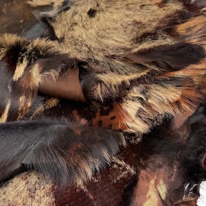 Brown Black Goat Hair Hide Leather – Hair On Goat Skin for Bags Jackets Costume Leather Craft Supply
